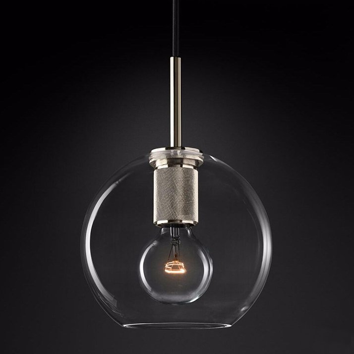 Подвесной светильник RH Utilitaire Globe Pendant Silver Никель Прозрачное Стекло в Казани | Loft Concept 