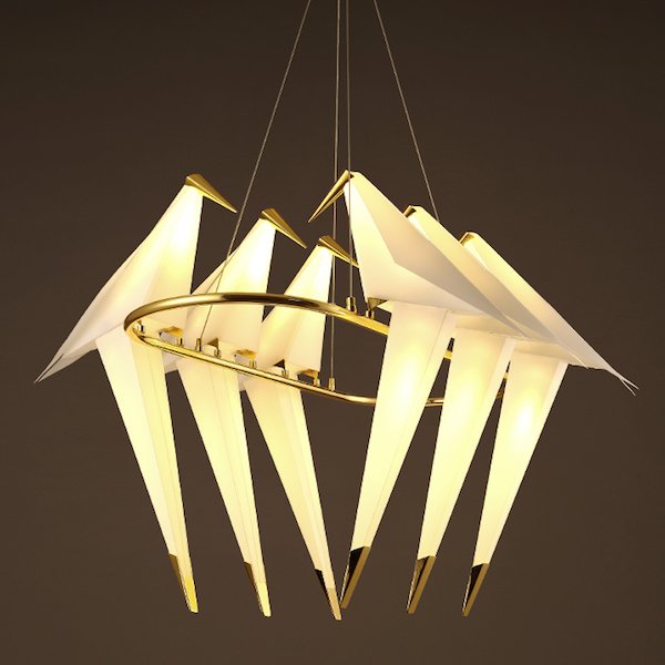 Люстра Origami Bird Chandelier 6 Бежево-серый Золотой в Казани | Loft Concept 