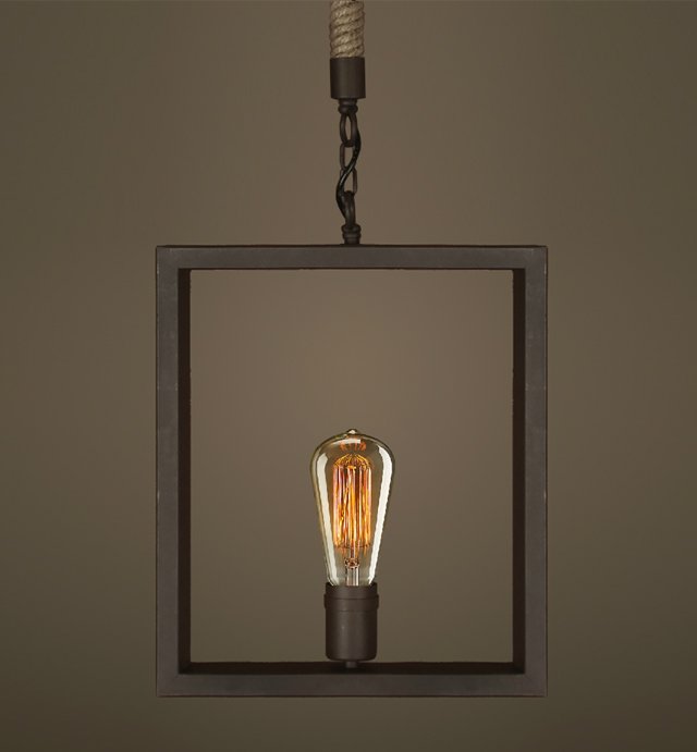 Подвесной светильник  Quadrate Loft Rope Light Коричневый в Казани | Loft Concept 