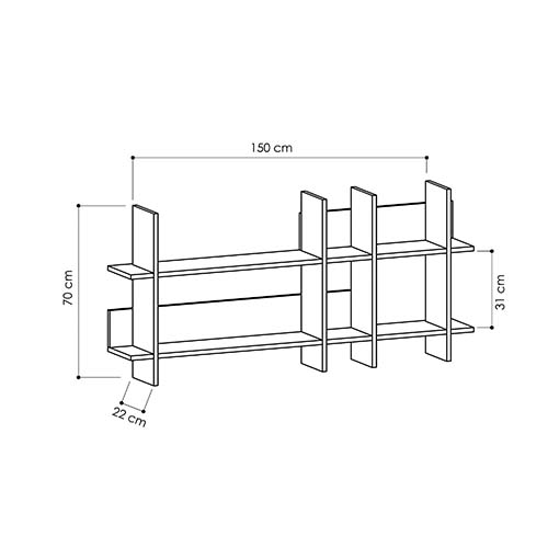 Полка прямая подвесная двухъярусная цвета антрацит BEADS BOOKCASE ANTHRACITE в Казани