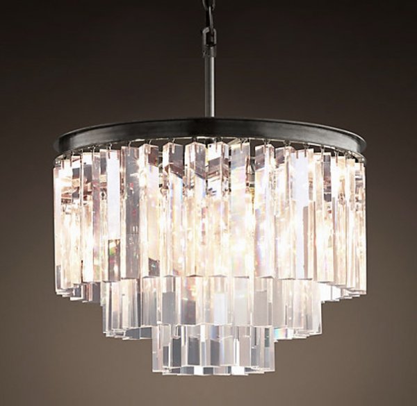 Люстра RH 1920s Odeon Clear Glass Fringe Chandelier - 3 rings Черный в Казани | Loft Concept 