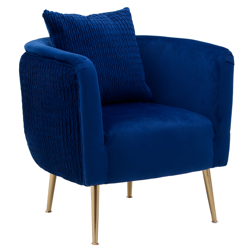 Кресло Yvette Armchair Blue Синий Глянцевое золото в Казани | Loft Concept 