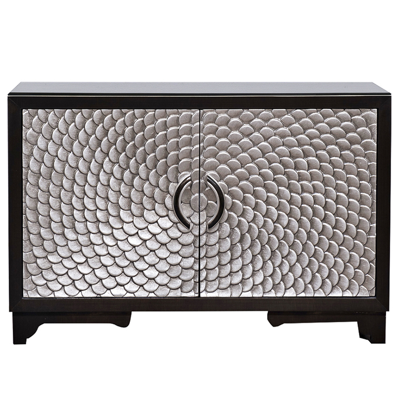 Комод с рельефным орнаментом Рыбья чешуя Fish scales Chest of drawers Черный Серебряный в Казани | Loft Concept 