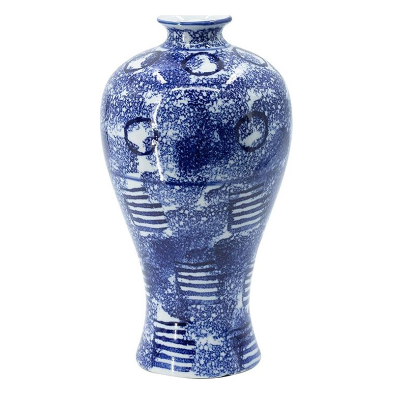 Ваза из фарфора сине-белого цвета Blue & White Ornament Белый Синий Ваза из фарфора сине-белого цвета Blue & White Ornament Белый Синий в Казани | Loft Concept