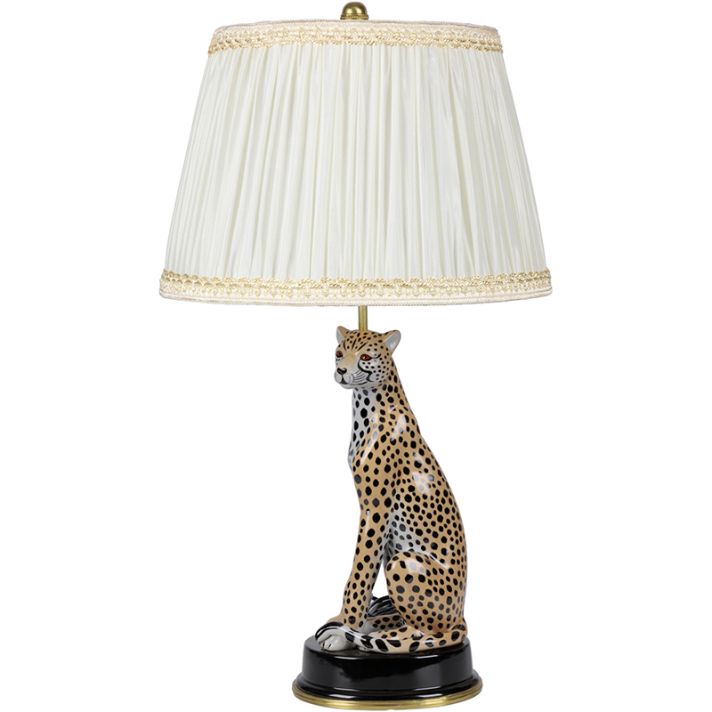 Настольная лампа с абажуром Leopard Table Lamp Кремовый Коричневый Черный в Казани | Loft Concept 