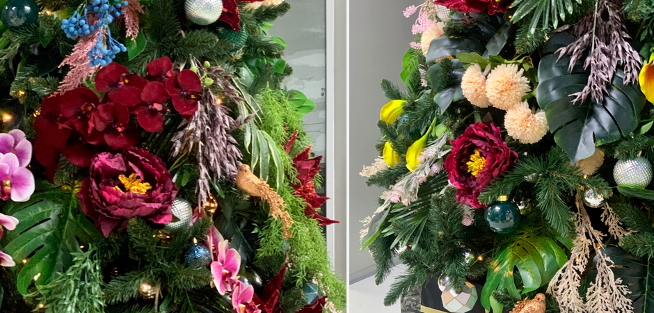 Ель Дизайнерская украшенная тропическими Цветами Christmas tree Tropical Flowers Ель Дизайнерская украшенная тропическими Цветами Christmas tree Tropical Flowers - Loft-Concept в Казани