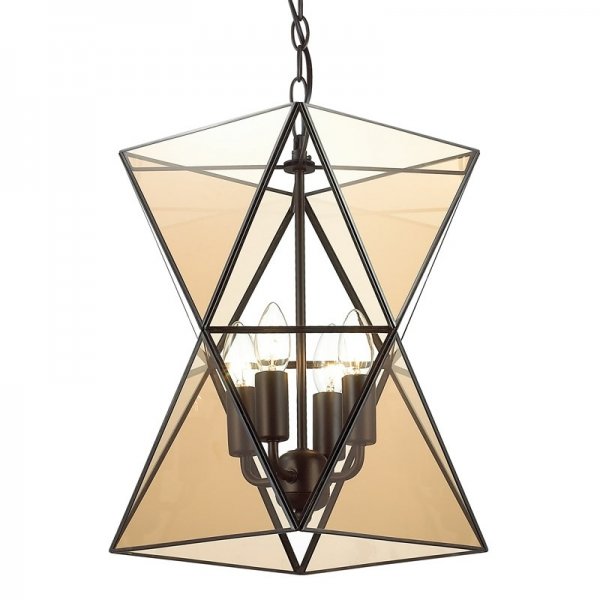 Люстра PolyPyramid Glass Pendant 4 Cognac Прозрачный в Казани | Loft Concept 