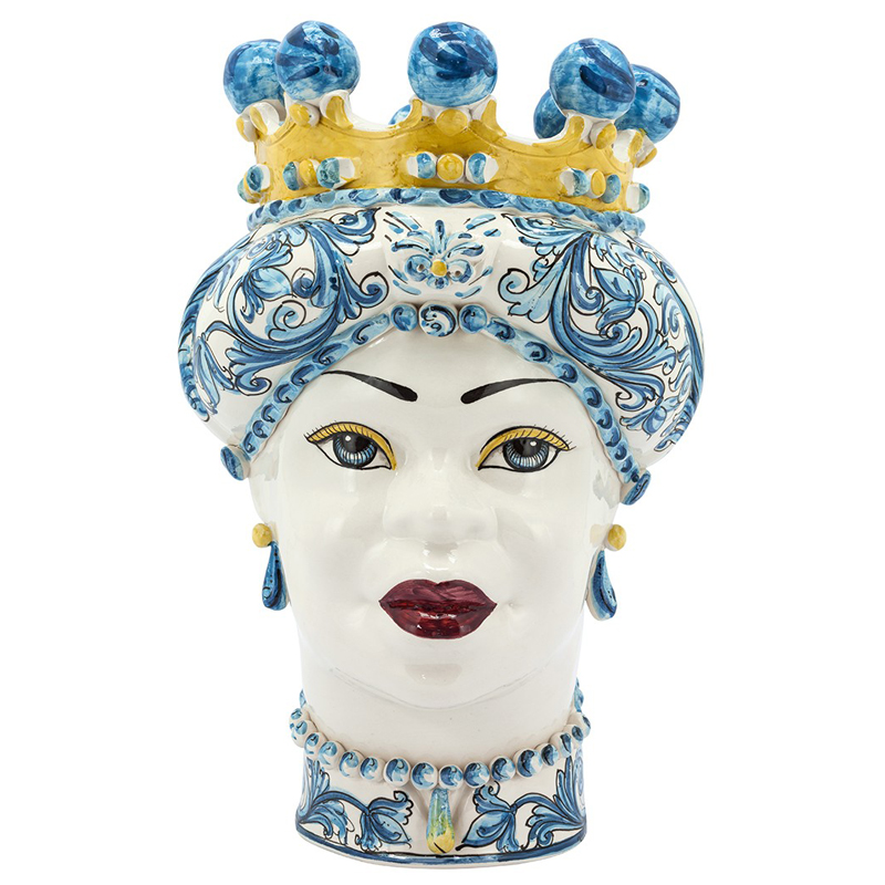 Ваза VASE MORO LADY CROWN blue Желтый Синий в Казани | Loft Concept 