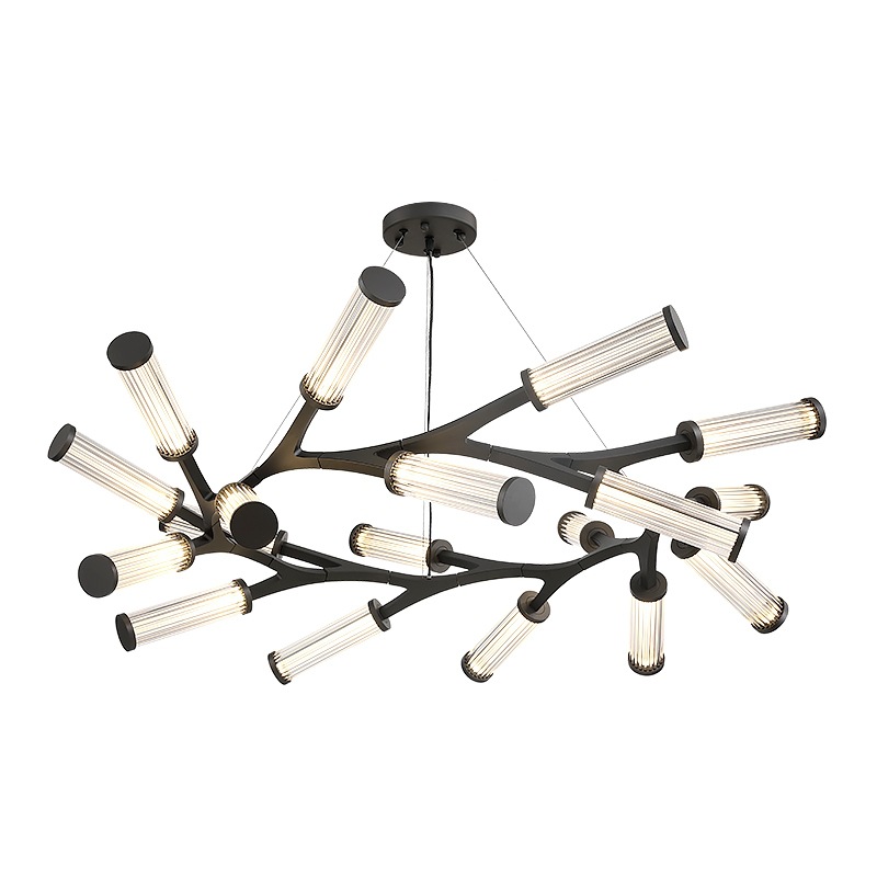 Люстра Cylinder Branches Chandelier Ring Black Черный Прозрачный в Казани | Loft Concept 