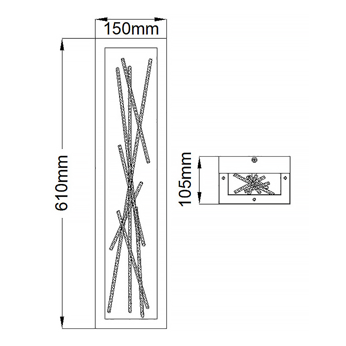 Бра в прямоугольной черной рамке с декором в виде ветвей в золотой отделке Hinkley в Казани
