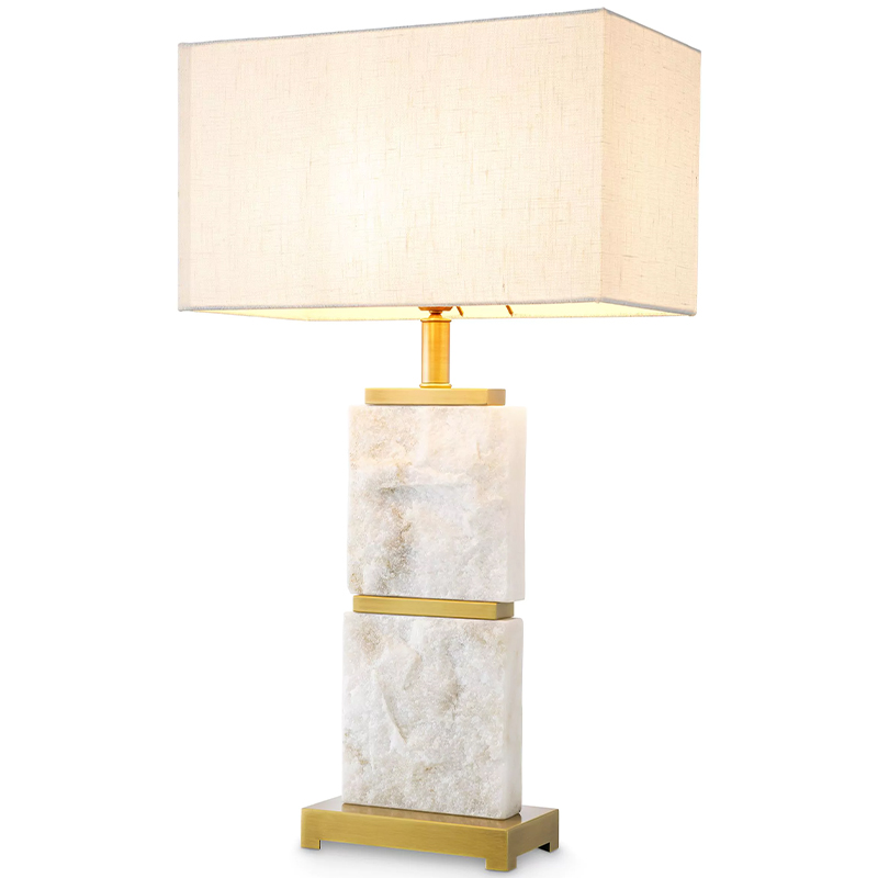 Настольная лампа Eichholtz Table Lamp Newton L Marble Кремовый Латунь Белый Мрамор Bianco в Казани | Loft Concept 