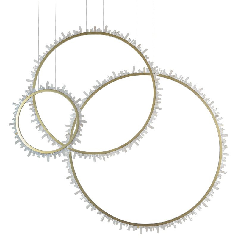 Люстра три кольца Vertical Crystal Gold Rings Chandelier Золотой Белый в Казани | Loft Concept 