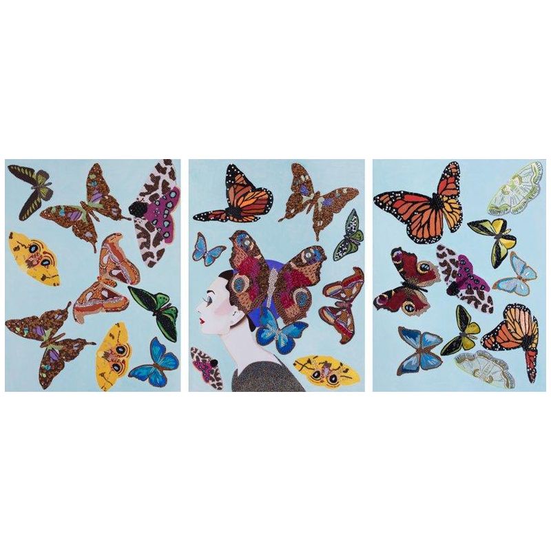 Картина Audrey with Swarming Butterflies Triptych Мульти в Казани | Loft Concept 