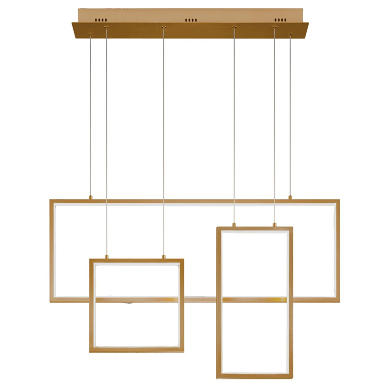 Люстра Rectangle Geometry Chandelier Gold 3 Золотой в Казани | Loft Concept 