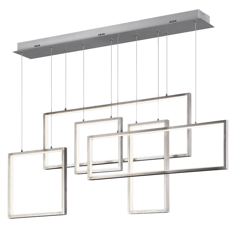 Люстра Rectangle Geometry Chandelier Nickel 5 Никель Сатин в Казани | Loft Concept 