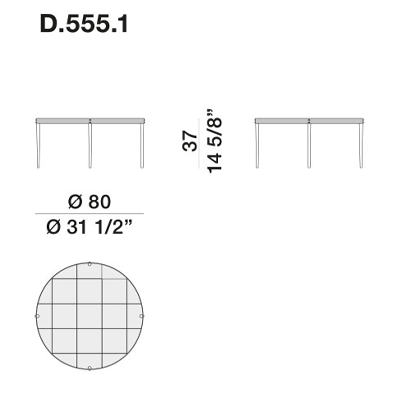 Дизайнерский круглый кофейный стол со стеклянной столешницей Gio Ponti D.555.1 Coffee Table в Казани