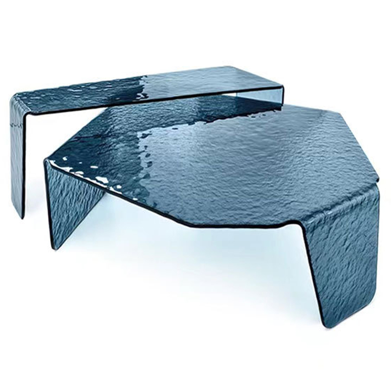 Комплект кофейных столиков Water Surface Glass Coffee Tables Синий в Казани | Loft Concept 