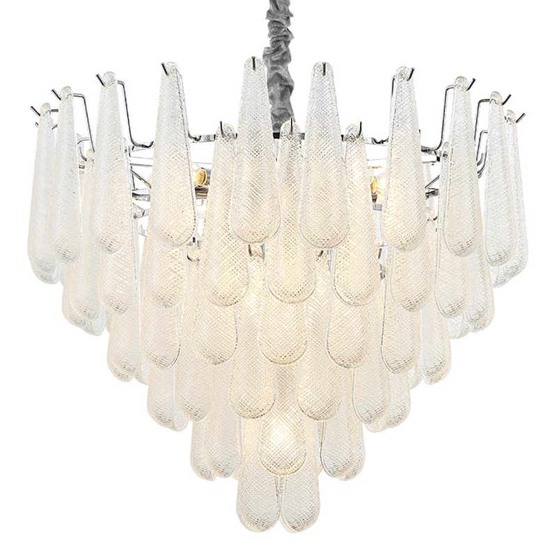 Люстра Textured Glass Drops Chandelier 19 Белый Хром в Казани | Loft Concept 