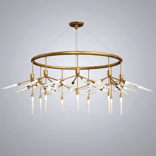 Люстра Spur Ring Chandelier Латунь Белый в Казани | Loft Concept 