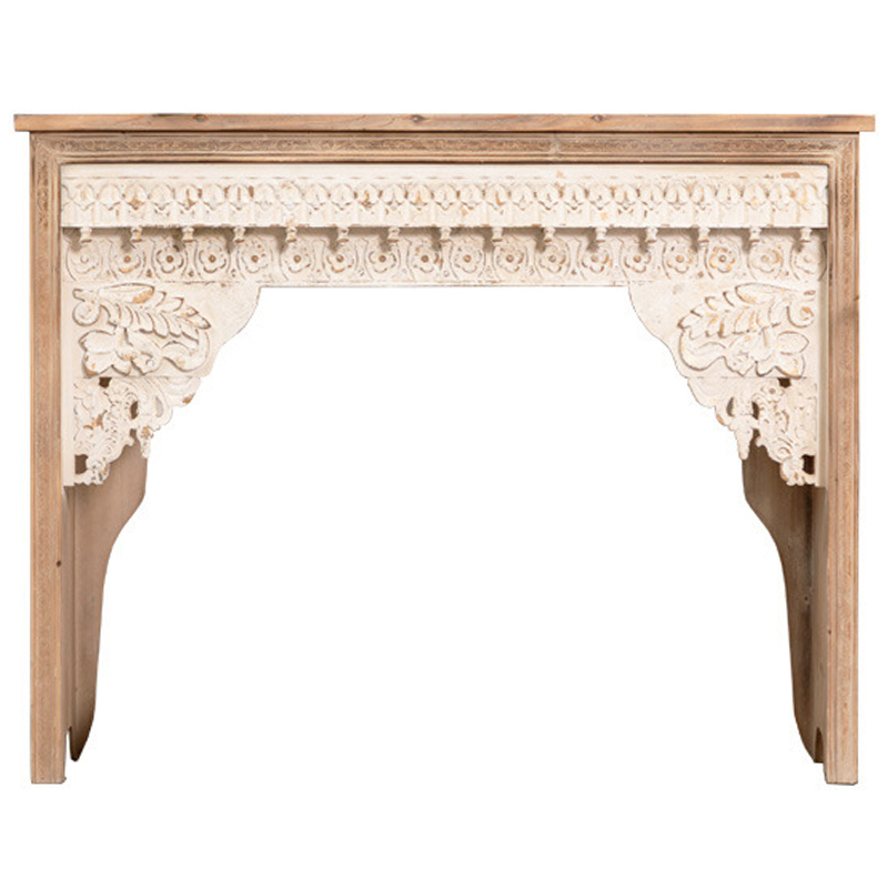 Консоль Indian Antique White Furniture Adnan Console Древесина Бежевый в Казани | Loft Concept 