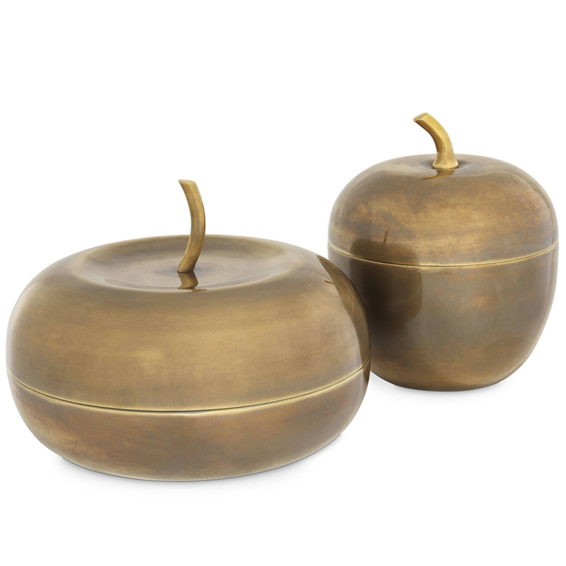 Комплект шкатулок Eichholtz Box Apple Set of 2 brass Винтажная латунь в Казани | Loft Concept 