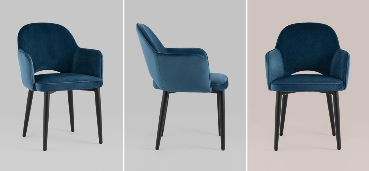 Стул SHARRON Синий Велюр - фото