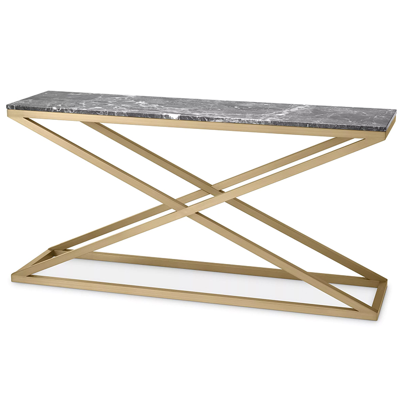 Консоль Eichholtz Console Table Criss Cross Латунь Серый в Казани | Loft Concept 