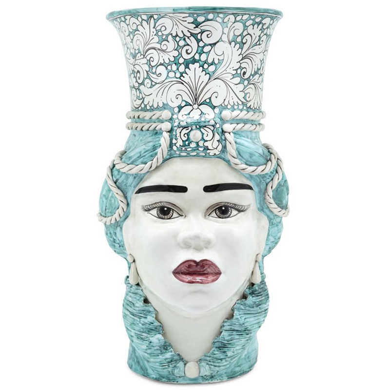 Ваза Vase Moro Lady Giant Ornate Malachite Бирюзовый Белый в Казани | Loft Concept 