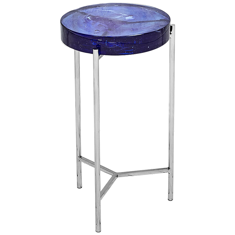 Приставной стол Blue Lollipop Side Table Синий Никель в Казани | Loft Concept 