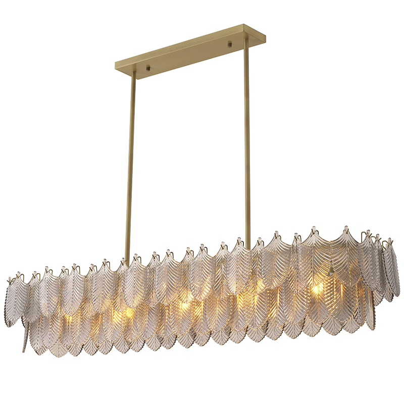 Люстра Eichholtz Chandelier Verbier Rectangular Стекло Смок Латунь в Казани | Loft Concept 