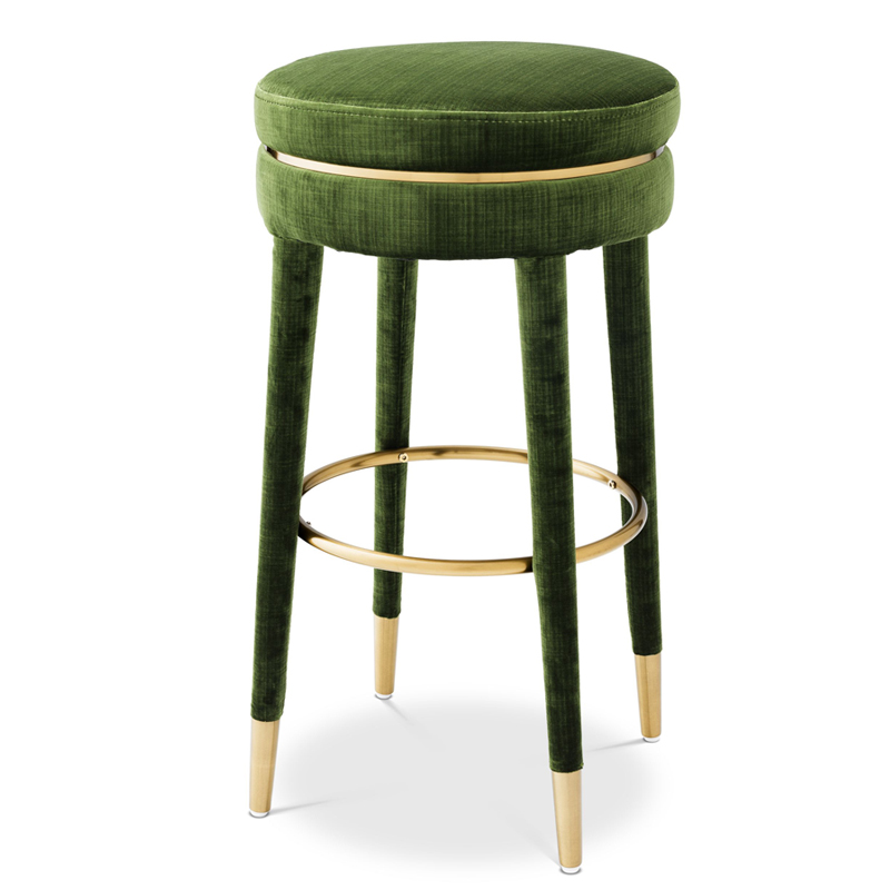 Барный стул Eichholtz Bar Stool Parisian green Зеленый Латунь в Казани | Loft Concept 