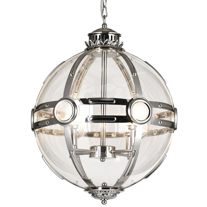 Люстра Eichholtz Lantern Hagerty Silver Прозрачное Стекло Хром в Казани | Loft Concept 