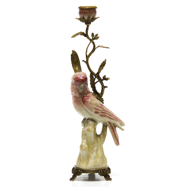 Подсвечник Pink Parrot Candlestick L or R Бронза Розовый (Rose) в Казани | Loft Concept 