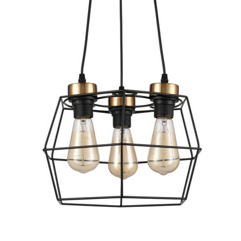 Люстра Loft Wire Cage Black lamp 3 Черный в Казани | Loft Concept 