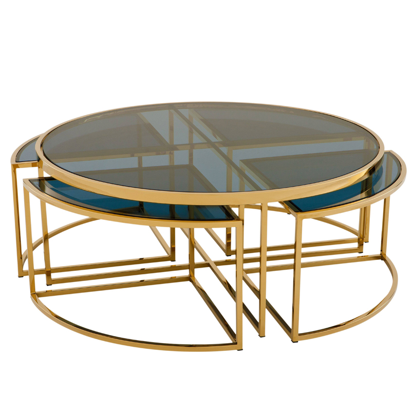 Кофейный стол Eichholtz Coffee Table Padova Gold Золотой Стекло Смок в Казани | Loft Concept 