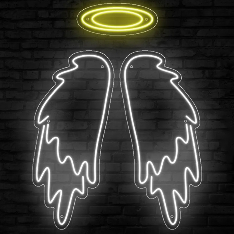 Неоновая настенная лампа White Wings Neon Wall Lamp Прозрачный Белый Желтый в Казани | Loft Concept 