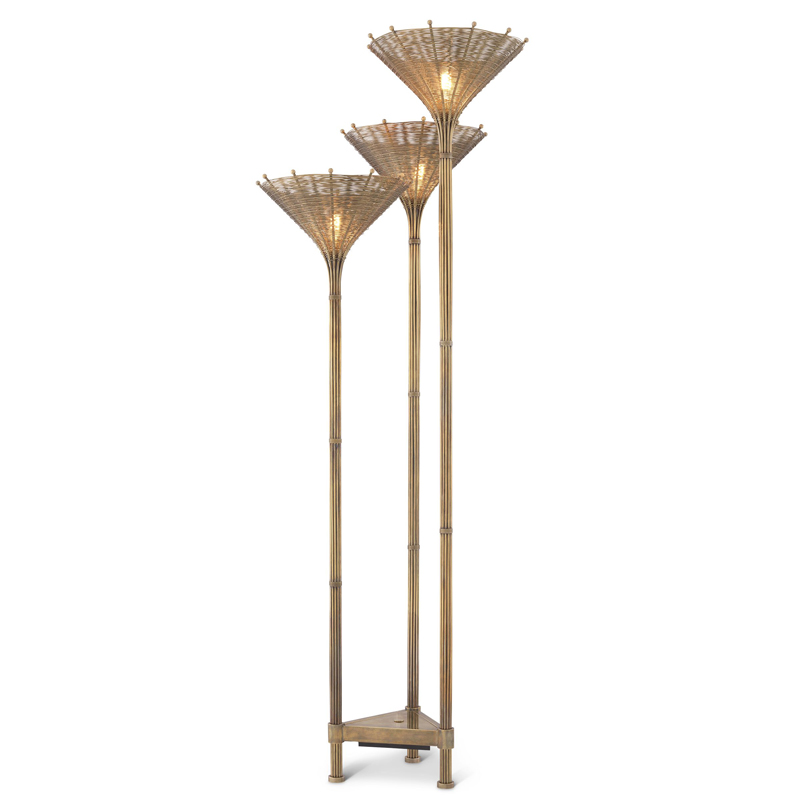 Торшер Eichholtz Floor Lamp Kon Tiki Triple Винтажная латунь в Казани | Loft Concept 