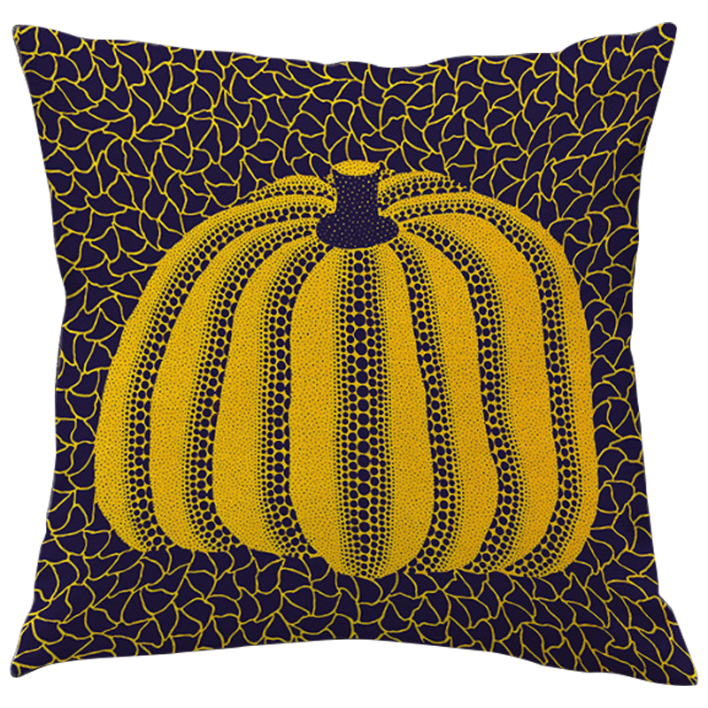 Декоративная подушка Yayoi Kusama Pumpkin Yellow Черный Желтый в Казани | Loft Concept 