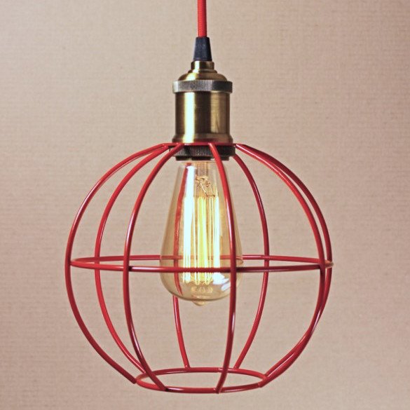 Подвесной светильник Wire Cage Pendant Ball Red Красный в Казани | Loft Concept 