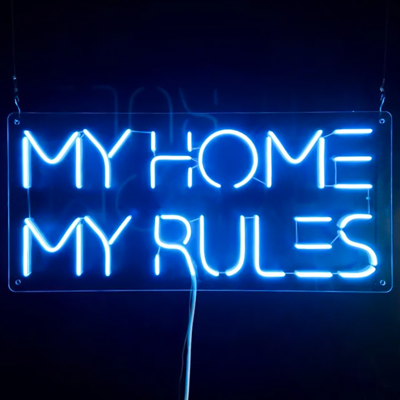 Неоновая настенная лампа My Home My Rules Neon Wall Lamp Синий Прозрачный в Казани | Loft Concept 