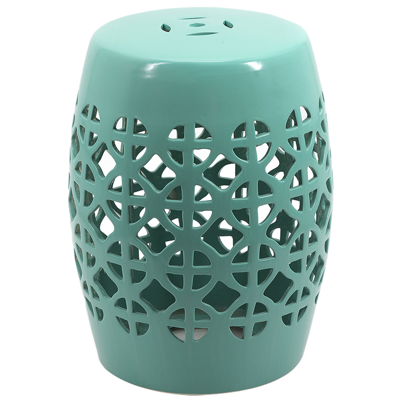 Керамический табурет Geometric Circles Garden Stool - Light Blue Бирюзовый в Казани | Loft Concept 