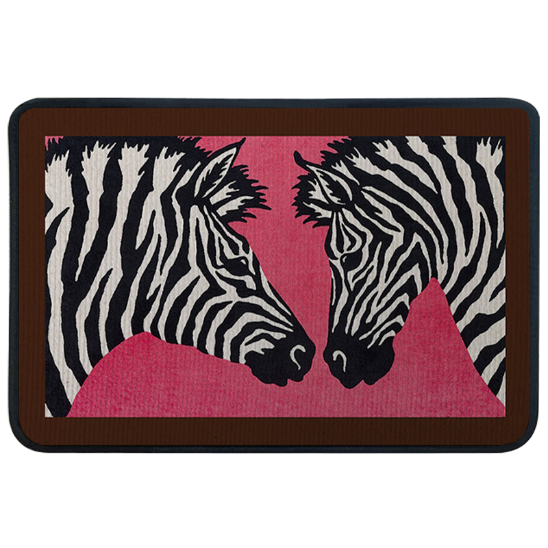 Ковер для прихожей и ванной Hermes Zebra Twins Rug Розовый Черно-белый в Казани | Loft Concept 