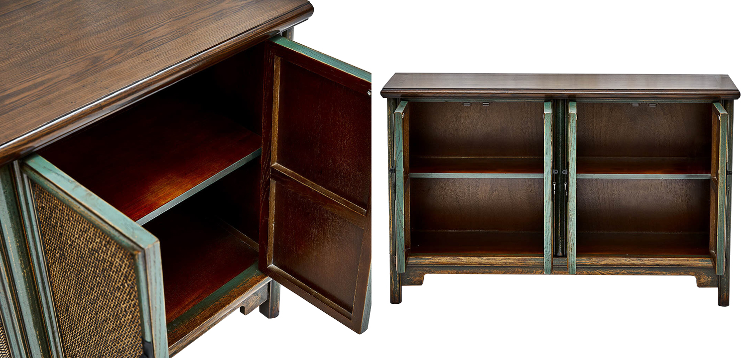 Комод в винтажном стиле дерево и ротанг Brindja chest of drawers - фото №1