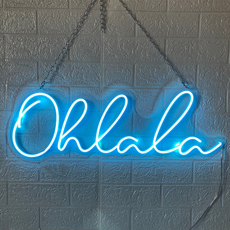 Неоновая настенная лампа Oh La La Neon Wall Lamp Синий Прозрачный Синий в Казани | Loft Concept 