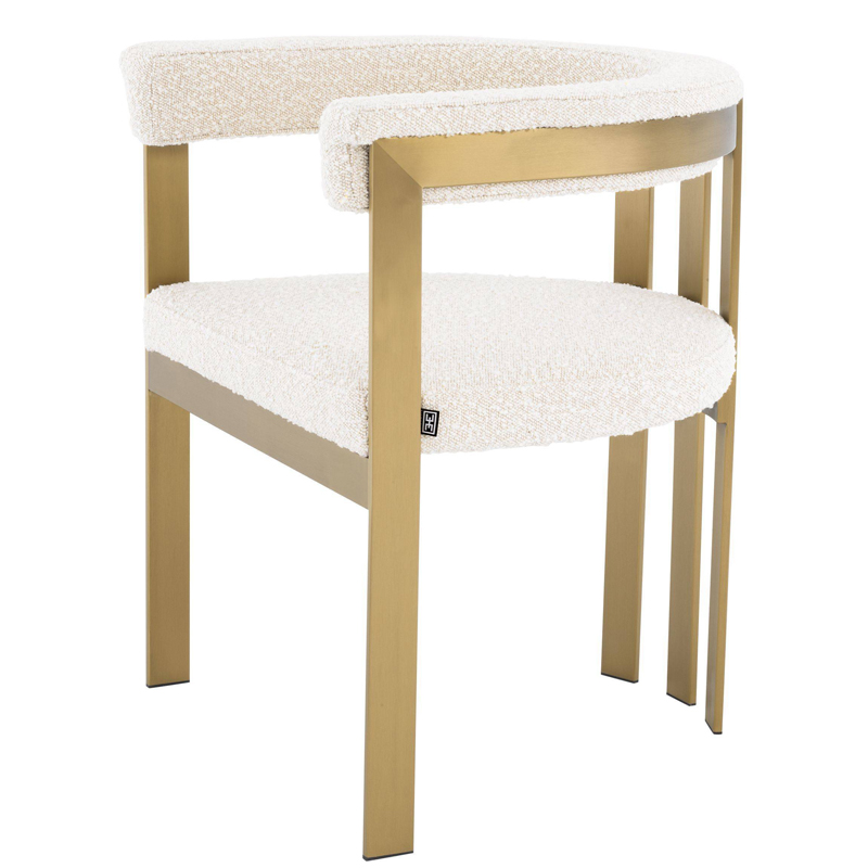 Стул Eichholtz Dining Chair Clubhouse boucle cream Кремовый Латунь в Казани | Loft Concept 