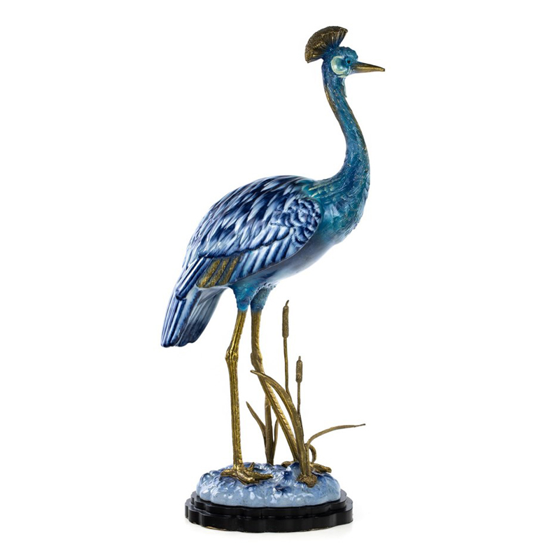 Статуэтка Crane Figurine Белый Синий Бронза в Казани | Loft Concept 