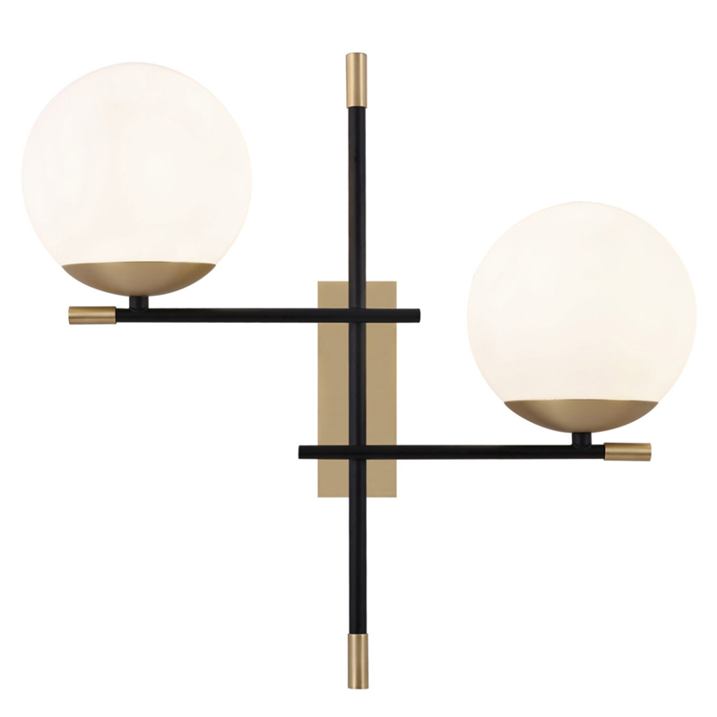 Бра Spike Two Balls Wall Lamp матовое золото Прозрачный белый в Казани | Loft Concept 