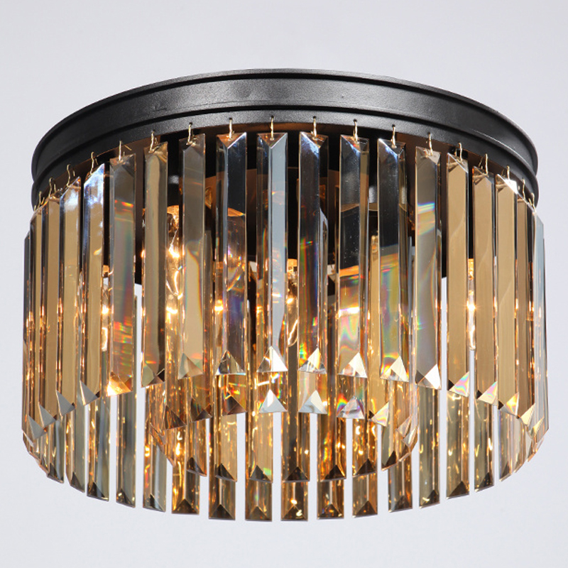 Потолочный светильник ODEON Amber GLASS Prism Round 2-TIER 40 см Черный в Казани | Loft Concept 