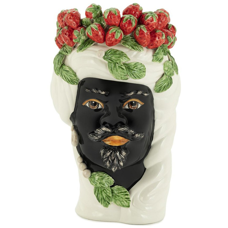 Ваза Vase Strawberries Head Man White Мульти Белый Красный Зеленый Черный в Казани | Loft Concept 