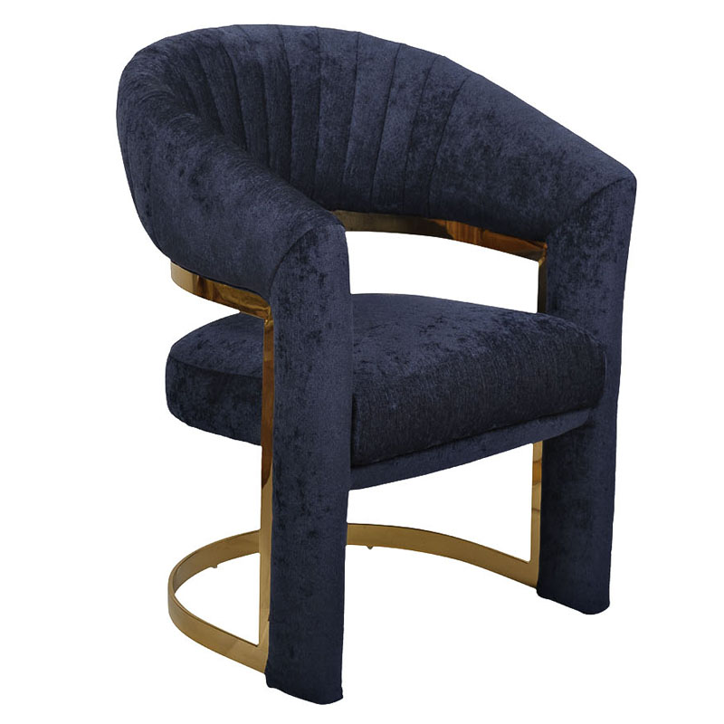 Полукресло Valbonne Chair blue velour Синий Глянцевое золото в Казани | Loft Concept 